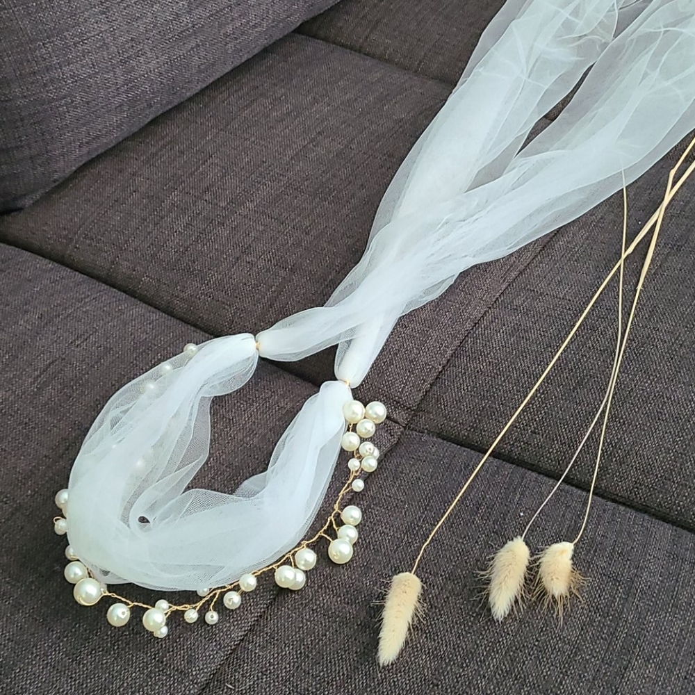 Bhldn Tulle headband with pearl accents - Picture 2 of 3